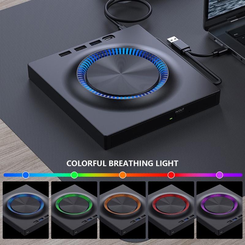 Portable External Dvds Drive Burners With USB3.0 And Type C Connectivity 5Gbps Speed Compatible for Laptop PC Computer