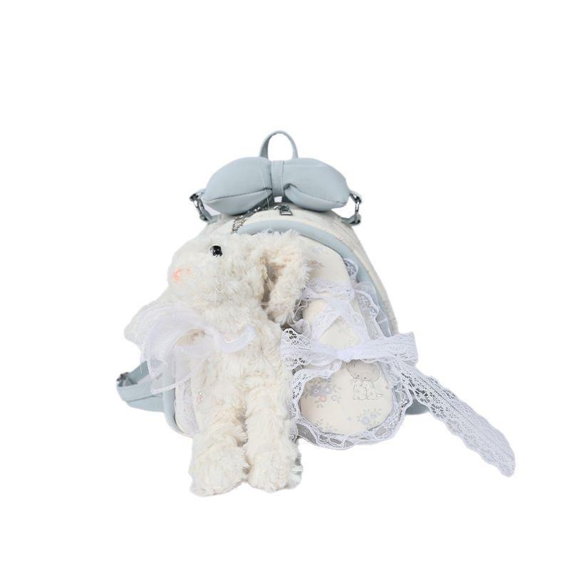 Schoolbag Korean version ins cute rabbit ear backpack female niche design ballet style bow lop ear rabbit handbag