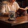 Handcrafted Ceramic Vessel 3D Carving Coffee Mug, 300ml/400ml Capacity Retro Relief Design Music Lover Gift Tea Cup, Decorative Desktop Ornament