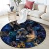 German Shepherd Round Area Rug,Carpet Rug for Living Room Bedroom Sofa Playroom Decor,Non-slip Floor Mat