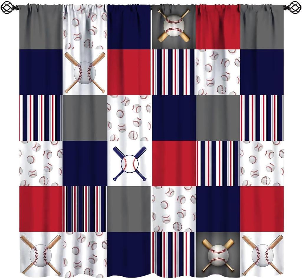 Rustic Basketball Curtain Vintage Texture Traditional Sport Print Window Curtains Kids Boys Teens With Rod Pocket Polyester