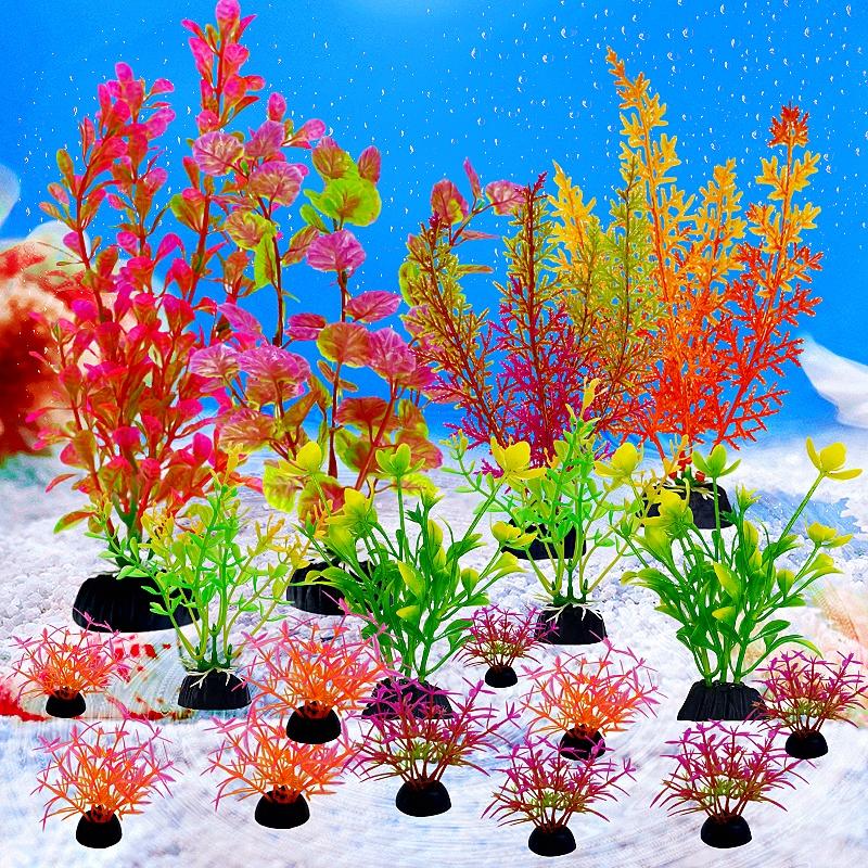 18 Stück Aquarium Simulation Pflanze Aquarium Künstliche Dekor Pflanzen Ornament Wassergras Fischschale Kunststoff Dekoration