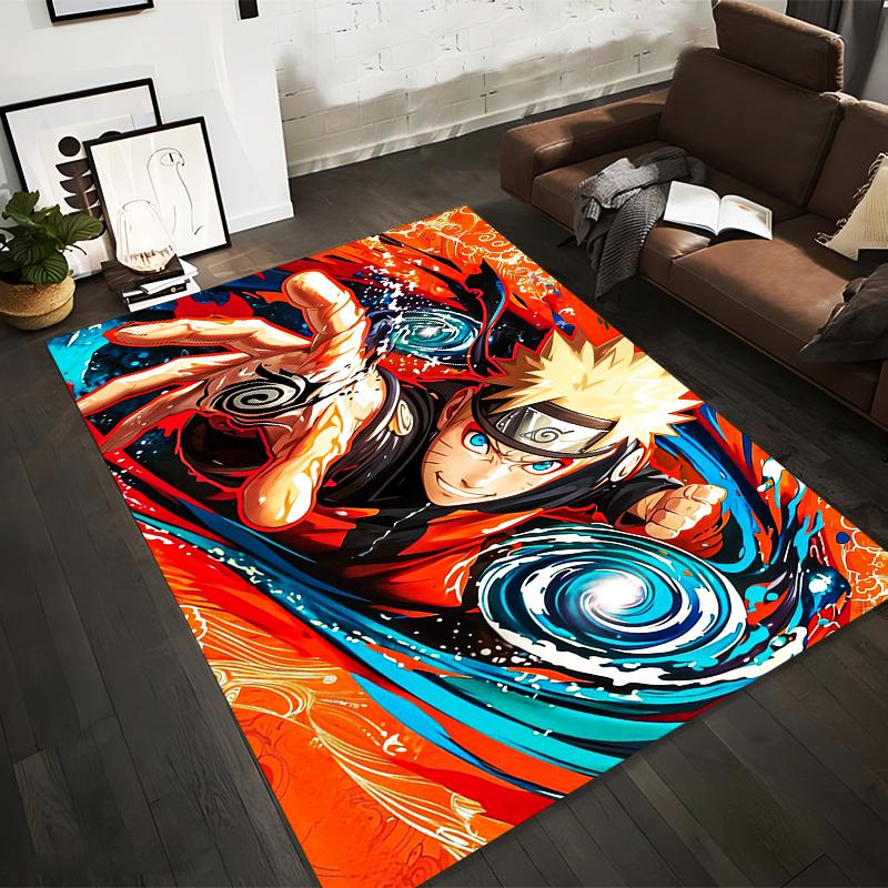 

Anime-Style Carpet with Ninja, Yellow Hair, Blue Swirls, Red Background Suitable for use as an anti-slip for living room bedroom sofas 40x60cm( 15x23in )