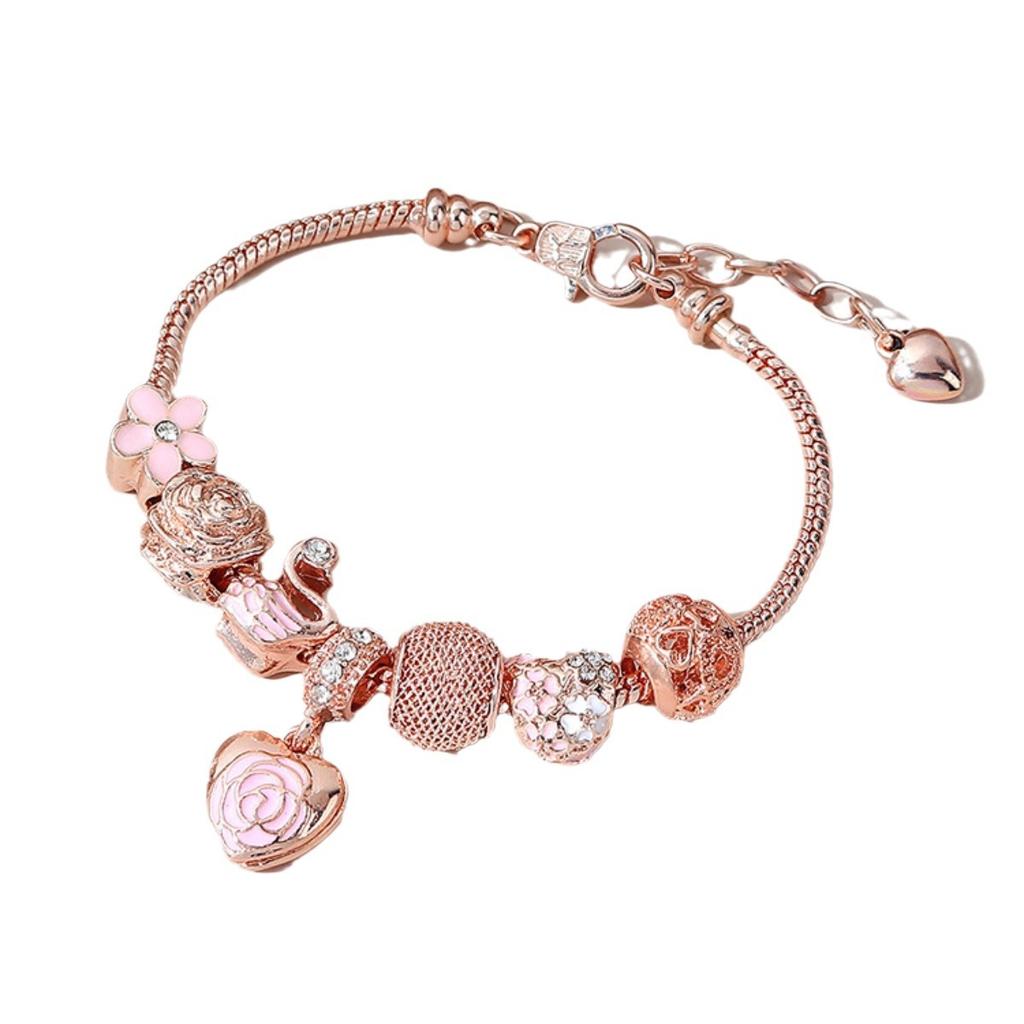 Women All Match Crystal Love Heart Beads Bracelet