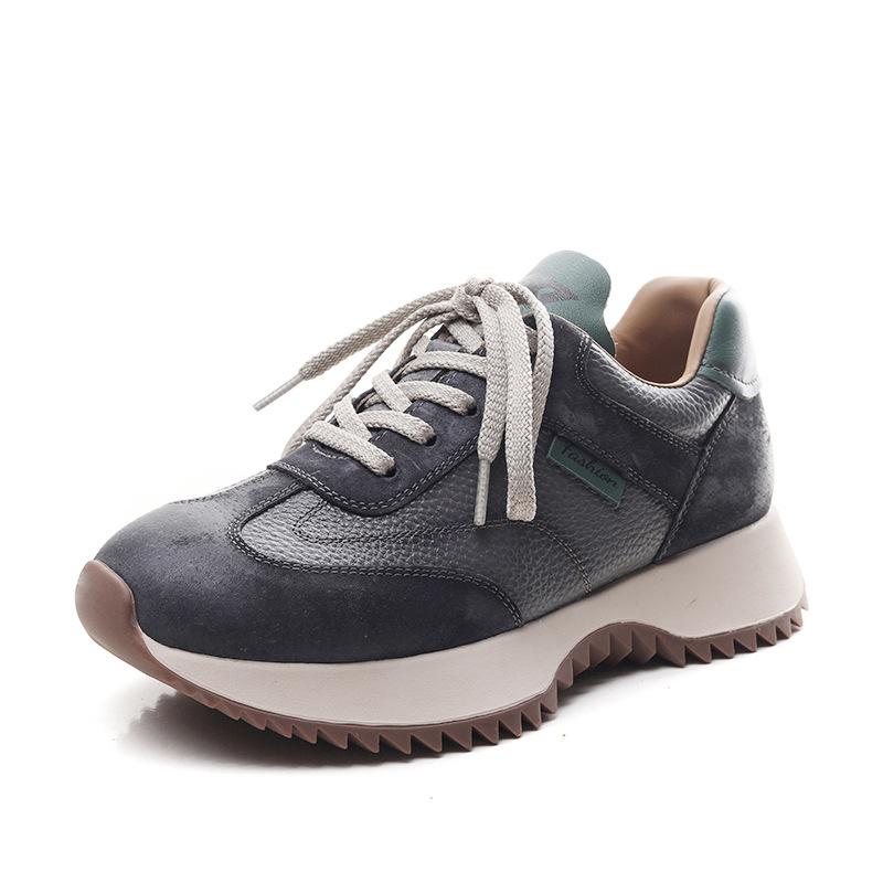 Fashion GKTINOO 2024 Autumn Winter Women's Flat Shoes Genuine Leather Sneakers Sports Shoes Handmade Casual Retro Platform Sneakers