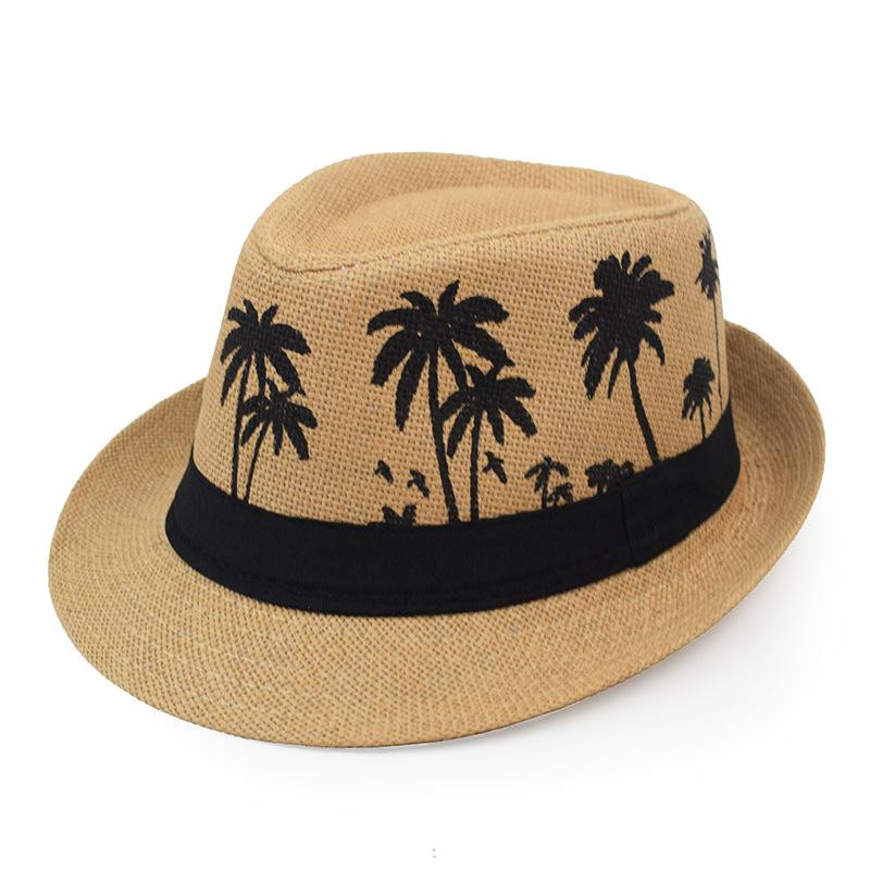 Golexury Summer Sun Straw Hats Men Coconut Tree Women Outdoor Breathable Tropical  Holiday Beach Jazz Top Fedora Hat Panama Cap