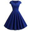 Women Summer Dress Solid Color Vintage Casual Party Robe Rockabilly Dresses Vestidos
