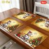 Christmas Linen Placemats, Santa Cabin with Snowman Gifts, Absorbent Easy Clean, Holiday Dinner