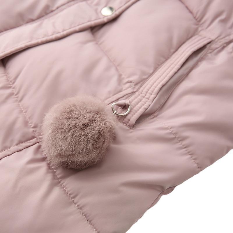 New women's clothing medium and long vest long women's pocket hairball vest down cotton jacket
