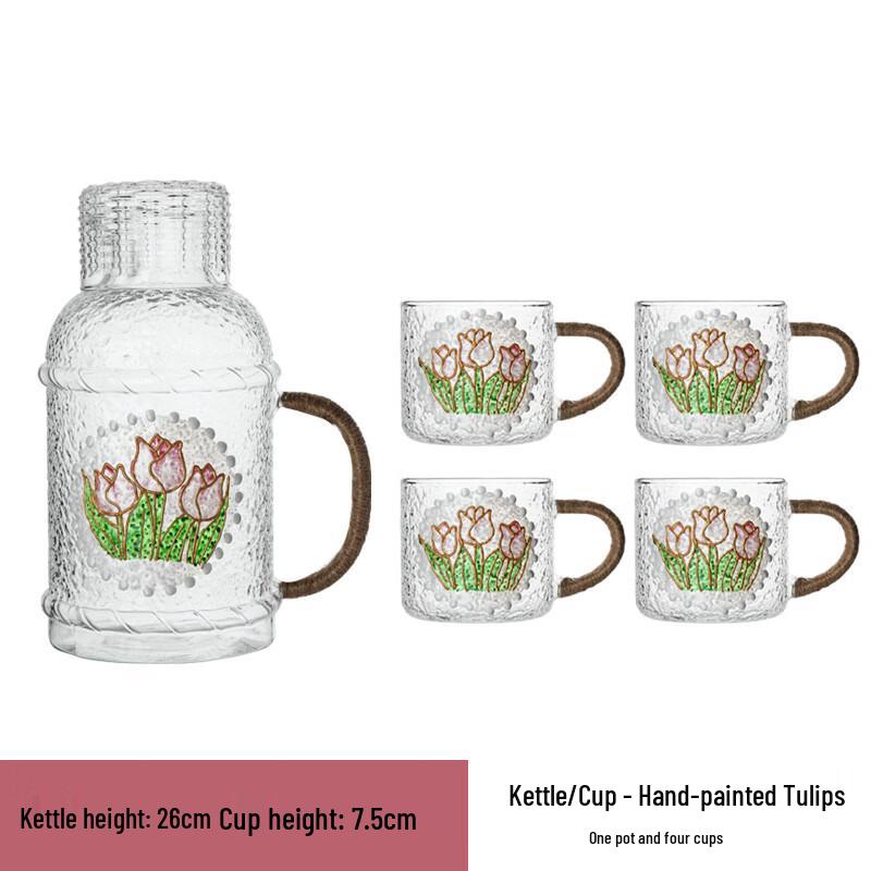 Tulip Glass Water Pitcher Set