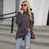 Women S High Neck Loose Long Sleeve Split T Shirt Top