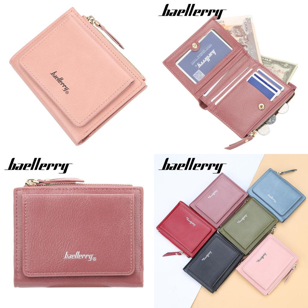 Pu Leather Short Zipper Wallet With Snap Closure For Daily Use