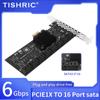 PCIE Sata 1X To 2/6/10/16 Ports SATA3.0 PCI-E Expansion Card Adapter PCI Express Multiplier PCIE3.0 Sata Controller Add On Cards