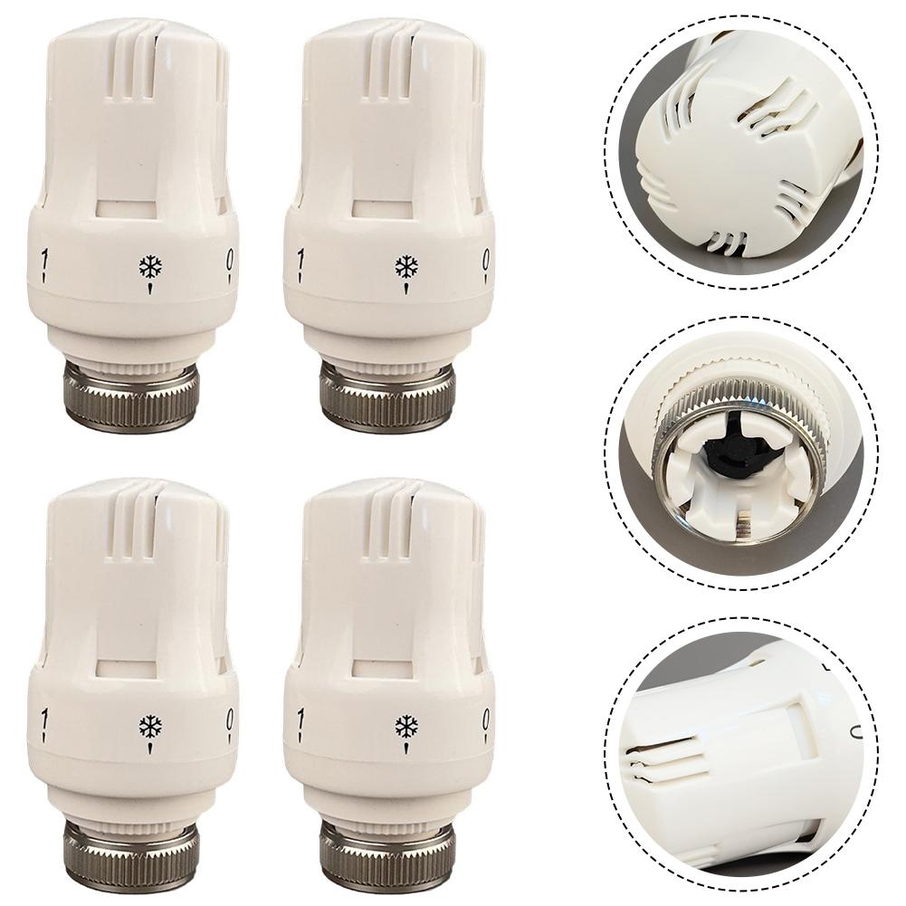 4pcs Thermostatic Head M30*1.5mm Threaded Thermostatic Radiator Valve Heating Temperature Control Valve With Anti-freeze Protect