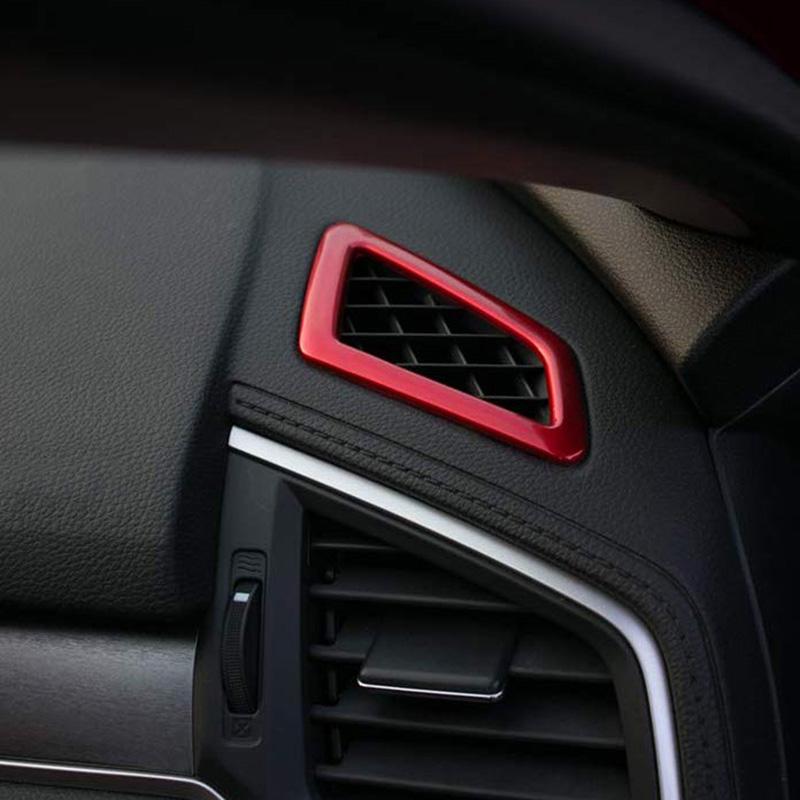 Dashboard Air Vent Wind Outlet Cover Trim Sticker for 10Th Gen Honda Civic 2016- - Red