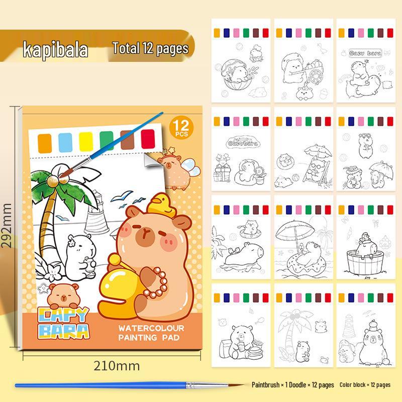 Labubu Cross-border Children s Watercolor Doodle & Coloring Book