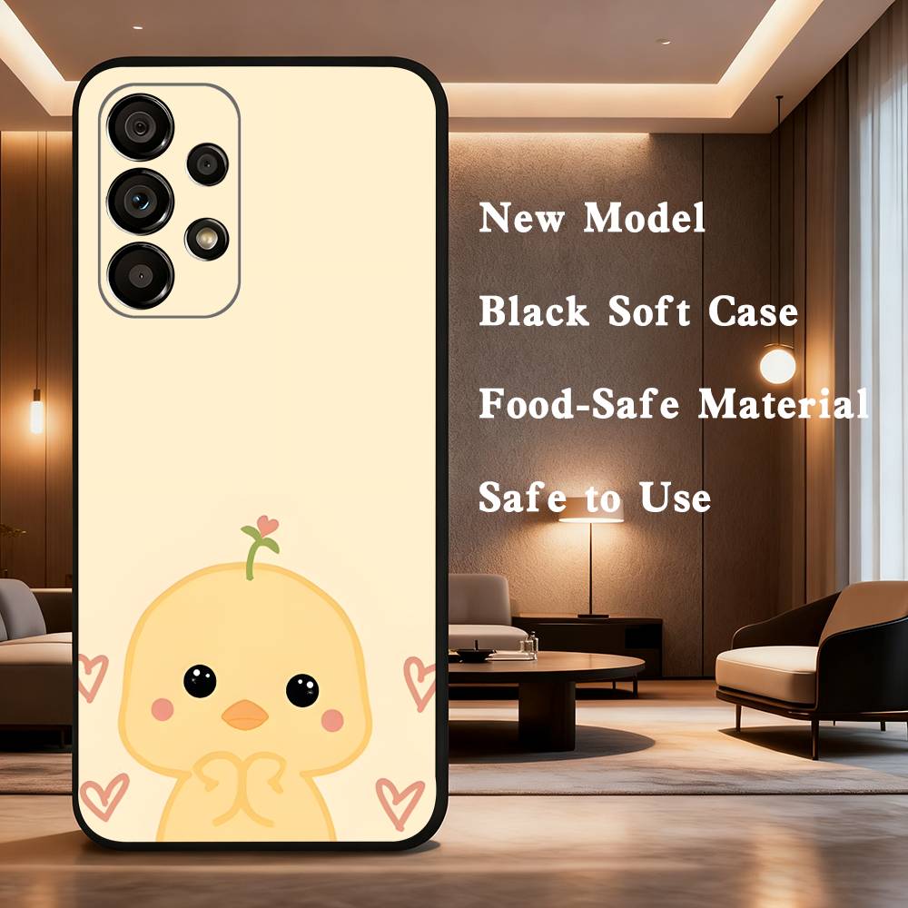 Cute Little Yellow Duck Case For Samsung Galaxy A73,52,71,53,32,72,41,J7,22,Note,31,8,9,Soft Black Silicone Cover