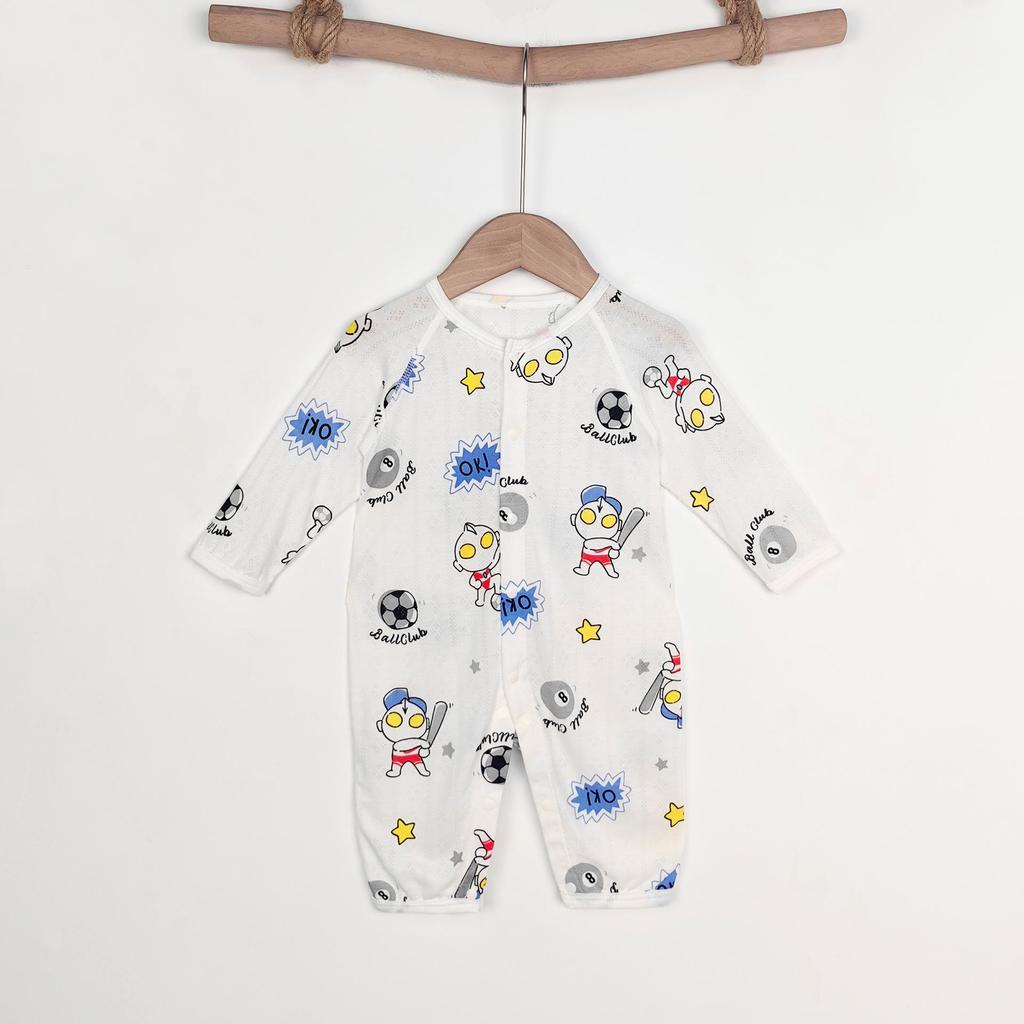 Baby Langarm-Bodysuit aus Bambusfaser: 3-24 Monate, Atmungsaktiver Druckknopf im Schritt, Nahtlos für den Sommer