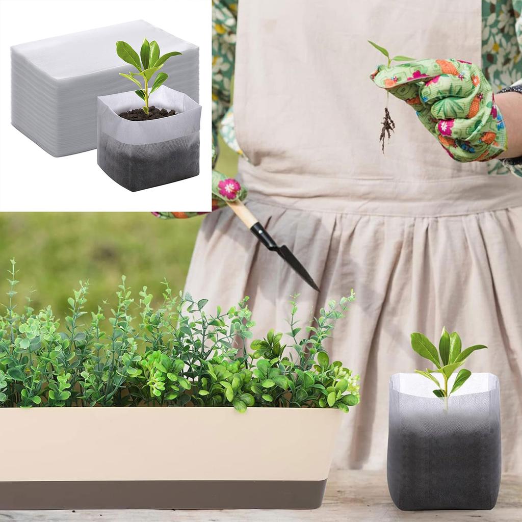 Indoor Non-woven Fabric Germination Seeding Bags Nursery Plant Grow Bags Flower Planting Bag Gardening Supplies 100 Pack
