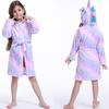 Cute Kids Boys Girls Unicorn Long Sleeve Hooded Pocket Sash Bathrobe