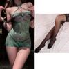 Green Snake Cheongsam Sexy See-through Halter Dress
