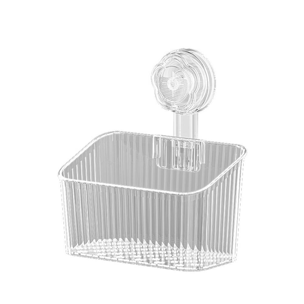 

No-Drill Suction Cup Storage Rack Wall Mounted Makeup Organizer with Drain Hole білий