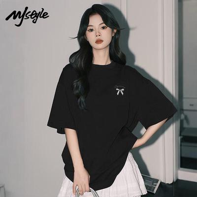 MJ STYLE Women's Pure Cotton Round Neck Short Sleeve T-shirt
