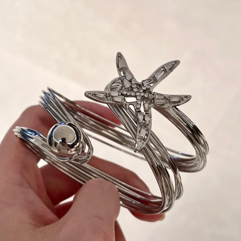 Irregular Starfish Cuff Bracelets Jewelry Crystal Starfish Bangles Star Armband Arm Chain  Women
