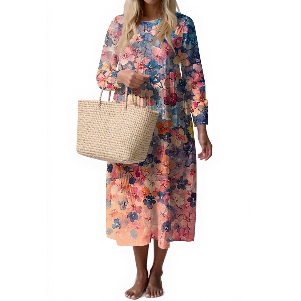 Women's Fashion Casual Sleeveless Round Neck Solid Color Elegant Temperament Dress