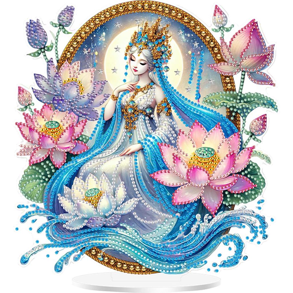 Acrylic 2D/Flat Flower DIY Table Top Diamond Painting Ornament Kits 5D DIY Diamond Art Tabletop Decorations for Adults Beginner