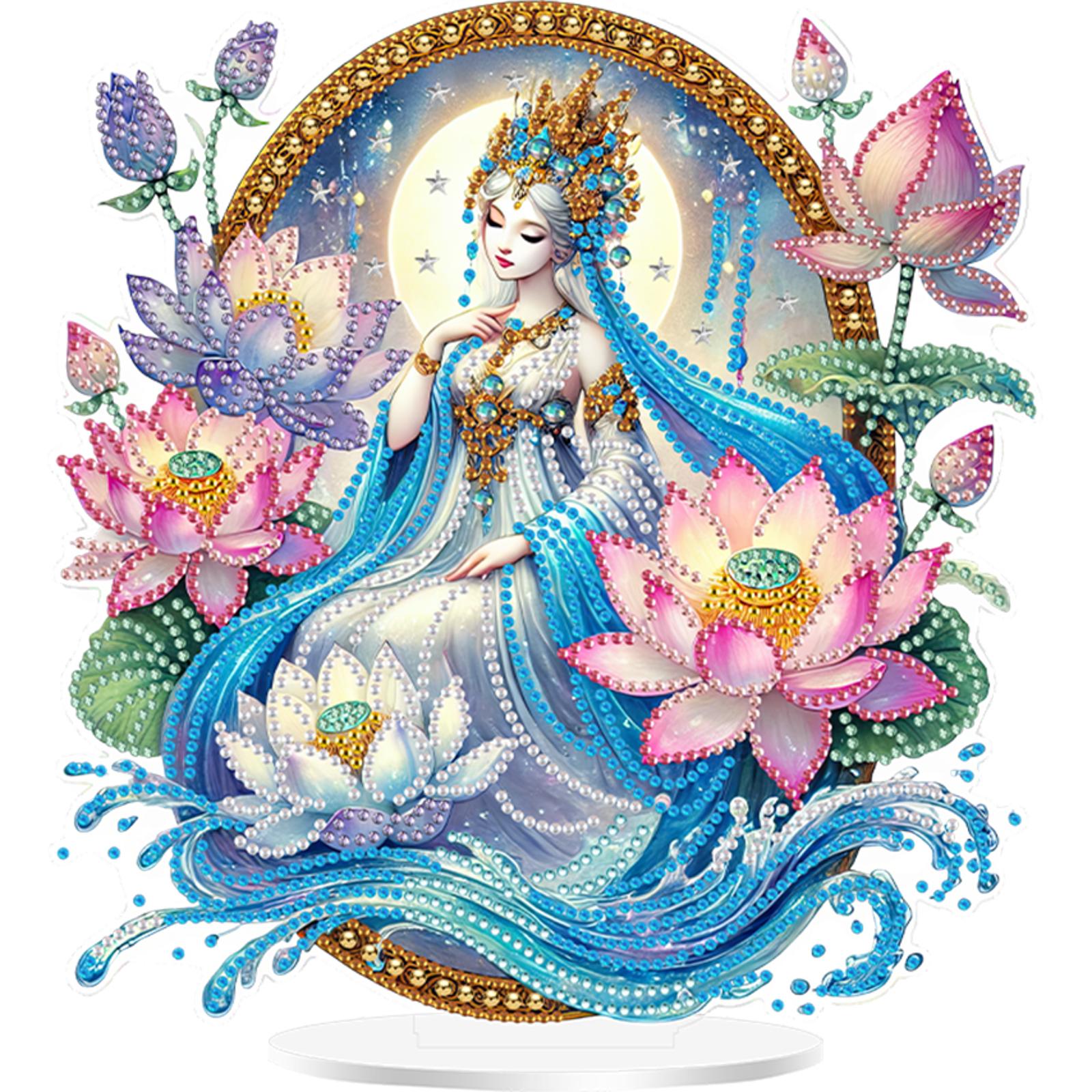

Acrylic 2D Flat Print Flower DIY Diamond Painting Desktop Ornaments Kit Diamond Painting Desktop Decorations for Adults Beginner