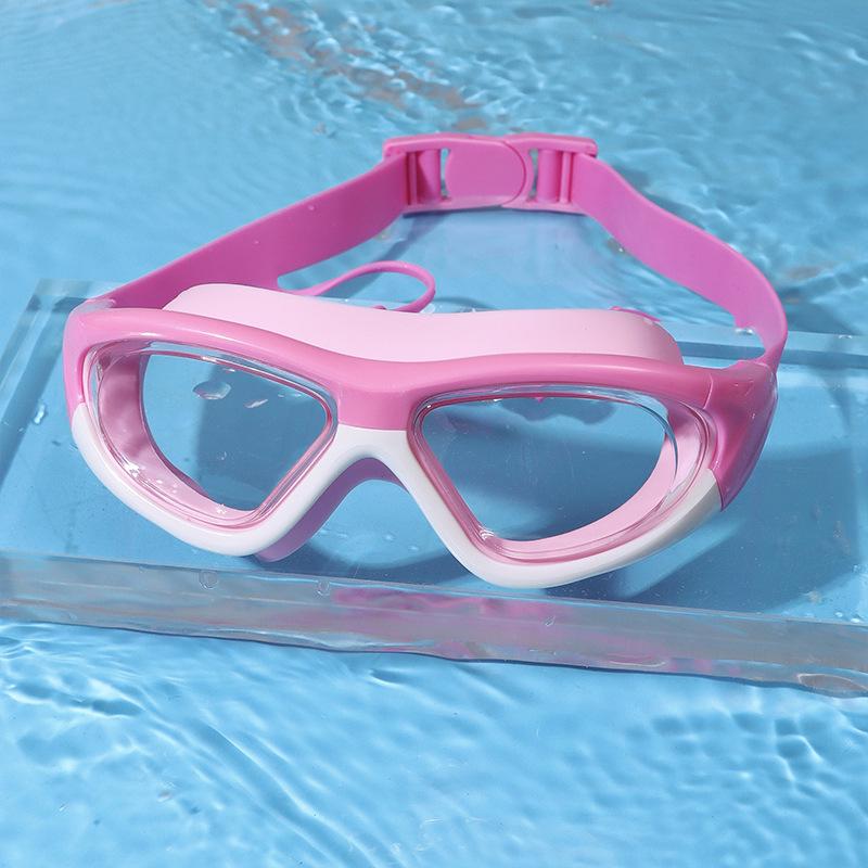 Kids' Waterproof Anti-Fog Swimming Goggles with Integrated Earplugs and Buckle for Boys and Girls