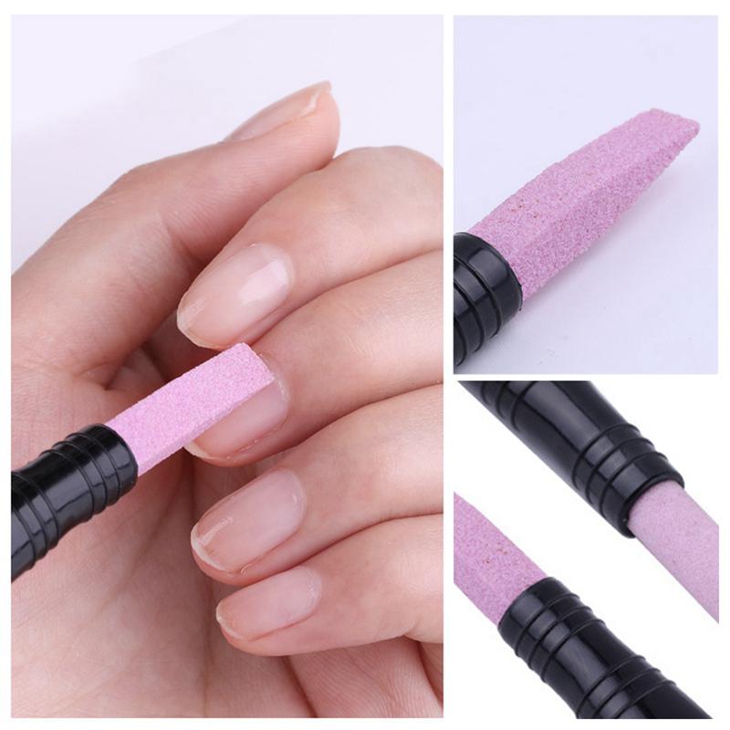 Dubbele nagelriemverwijderaar Pusher Head Quartz Scrubs Stone Pen Stick Grits Manicure Polish Pedicure