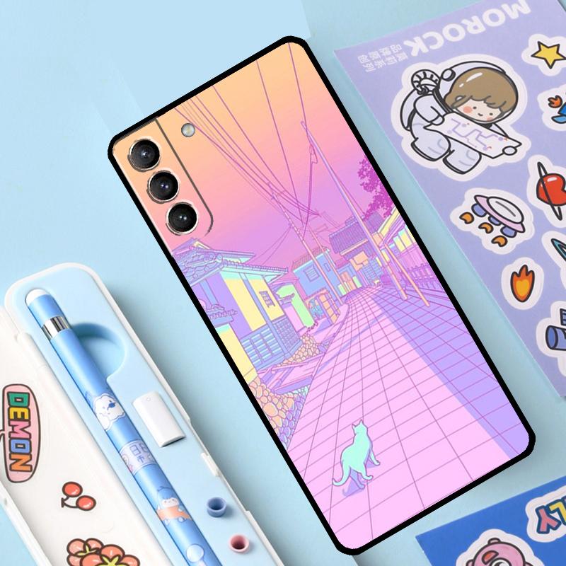 Pastel Japan Kyoto City Case For Samsung Galaxy S23 S22 S20 S21 Ultra S8 S9 S10 Note10 Plus Note20 Ultra S20 FE Cover