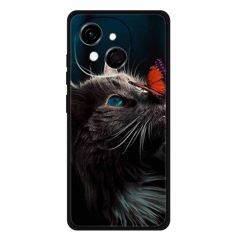 Black Silicone Case For Tecno Spark 40C Cases Wolf Luxury Protective Soft Back Cover For Tecno Pop 9 4G Case 6.67" Animal Fundas