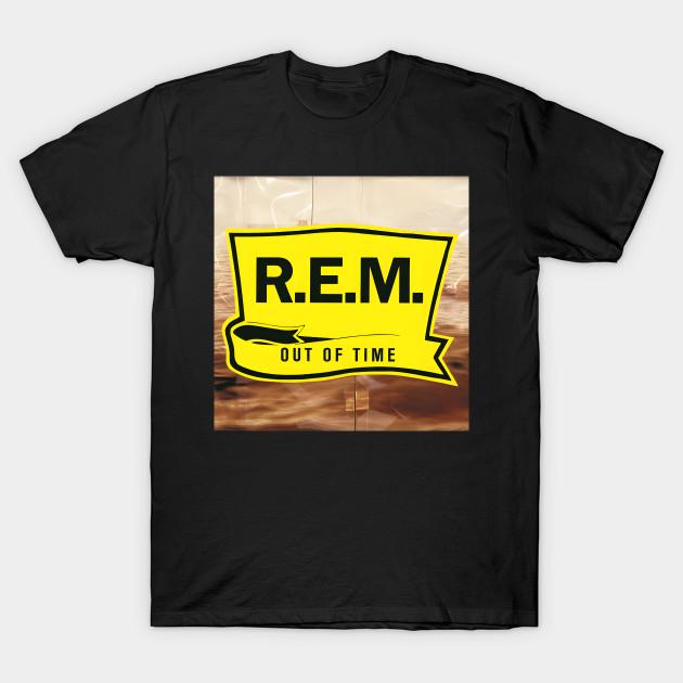 

Men Black Print T-shirt R.E.M. Album Out Of Time No-Cut Transfer Paper Print Cotton Tshirt L чёрный