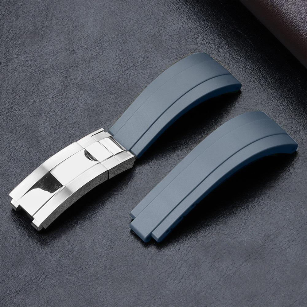 Rubber Watch Strap for Rolex Yacht Daytona Submarine Black Green Water Ghost  Stainless Steel Folding Buckle Wristband Belt 20mm