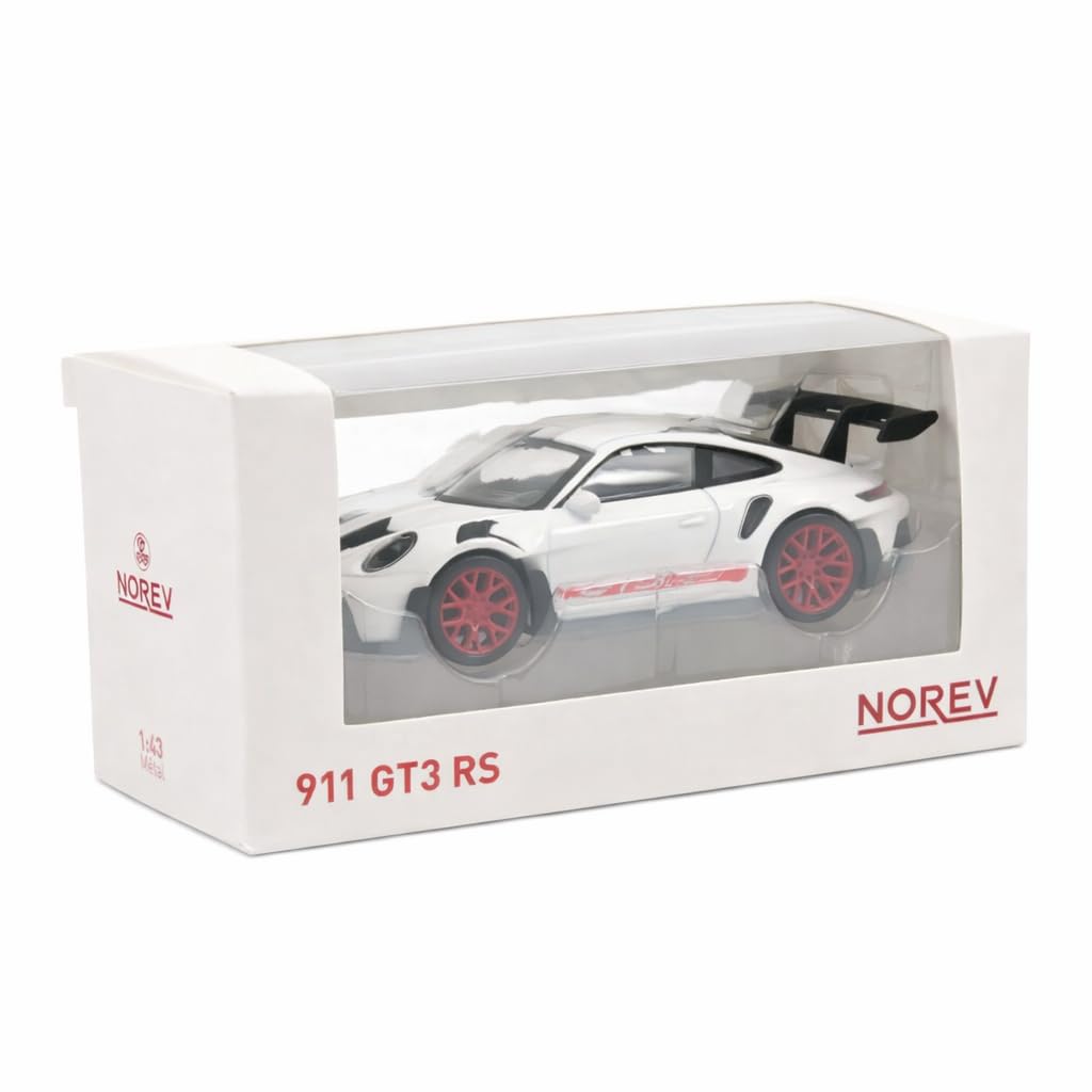 Norev Porsche 1/43 Scale Model Car 911 992 GT3 RS Coupe 2022 (White/Red)