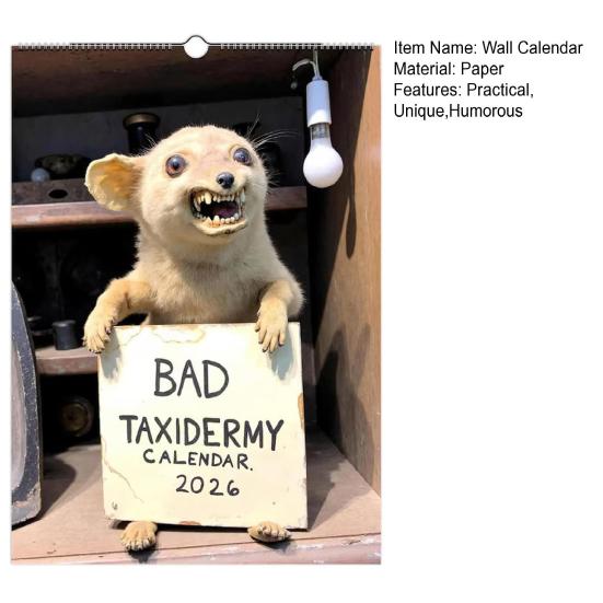Bad Taxidermy Calendar 2026 Awkward Animal Photo Wall Calendar Unintentionally Funny Office Kitchen Decor Unique Prank