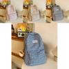Checkered Letter Pattern Student Casual Backpack With Plush Pendant For Casual Travel