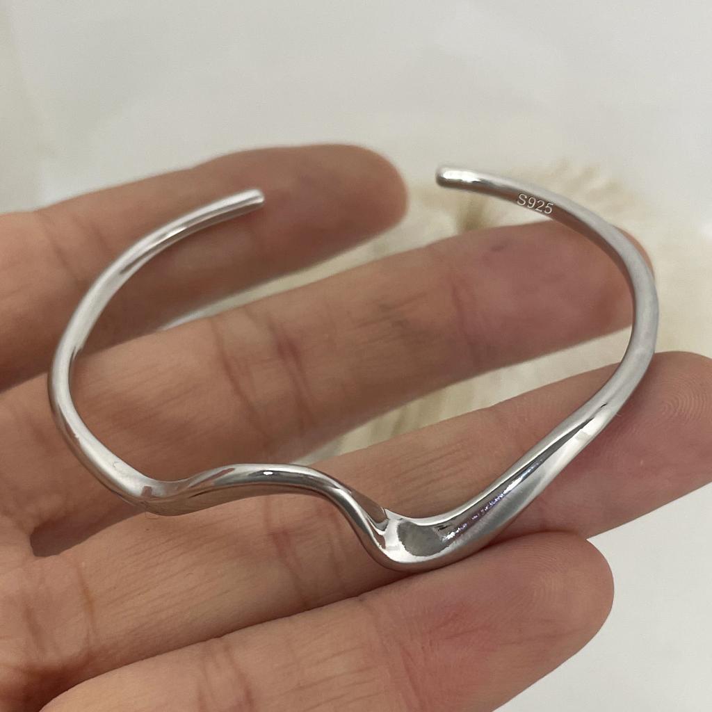 100% Massives 925 Sterling Silber Metallarmband für Damen Herren Vintage Handgefertigt Schlicht Geburtstag Geschenk S-B451