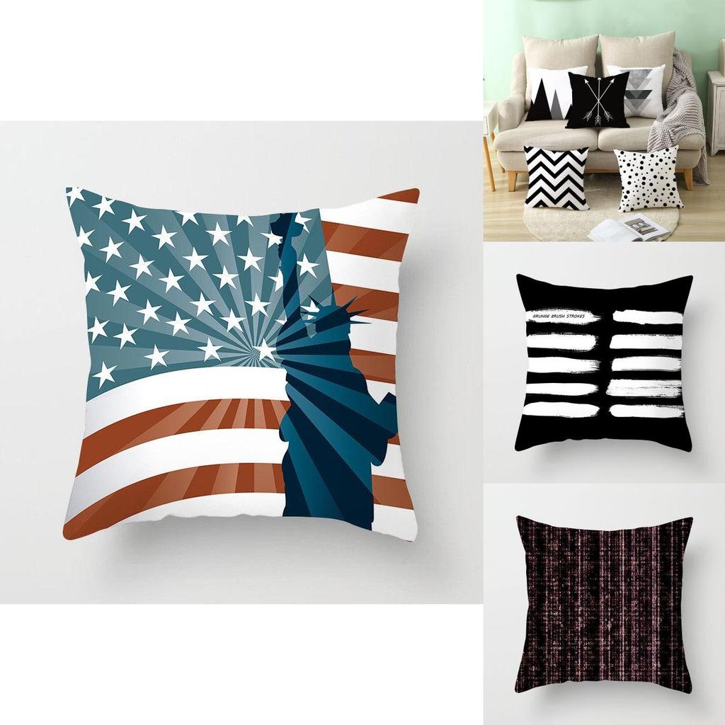 Fadeless And Super Soft Geometric Throw Pillow Case Featuring Striped Dotted Grid Design