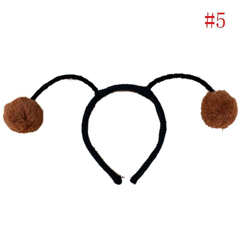Kids Elf Ladybug Bee Furry Pom Ball Headband Hair Hoop Cosplay Costume Headwear Hair Clips for Girls Korean Accessories Headwear