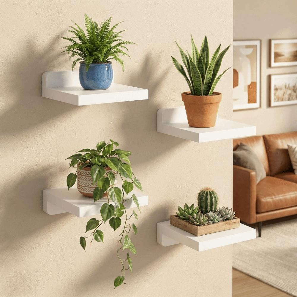 4 Stück Holz Wandmontierte Regale Einfache Pflanzen Blumentopf Tabletts Langlebige Blumenständer für die Küche