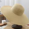 15cm Wide Brim Straw Hats For Women Summer Floppy Foldable Portable Beach Hat Girls Simple Solid Color Uv Protection Lady Panama