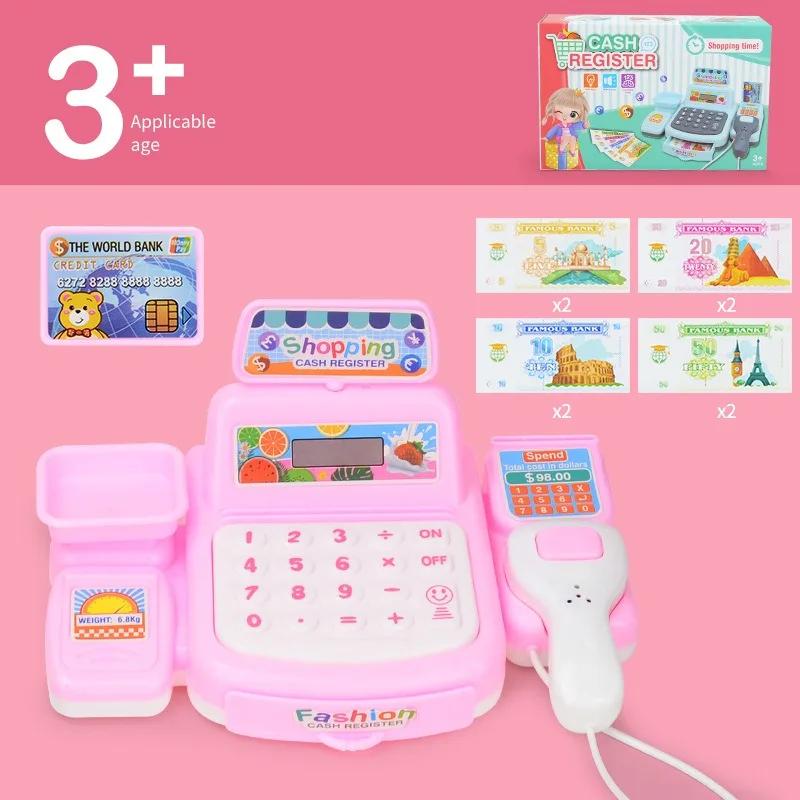 

Cash Register Toy Electronic Pretend Play Supermarket Simulation Shopping Model Child Checkout Count Role Play Game Girl Favors рожевий