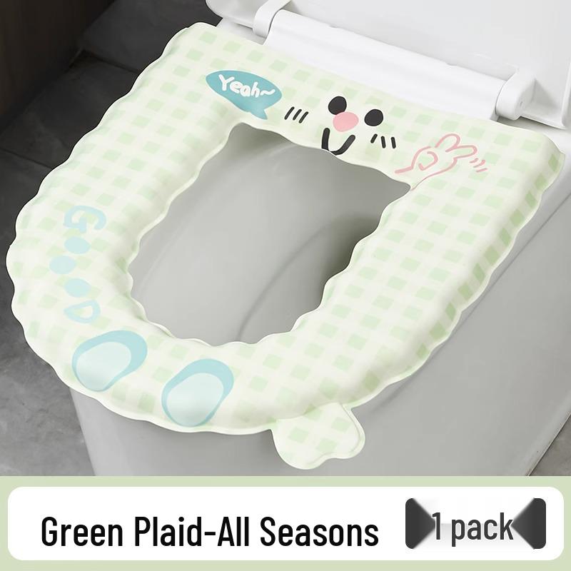 Waterproof EVA Washable Universal Toilet Seat Cover, All-Season Adhesive Thickened Pad.