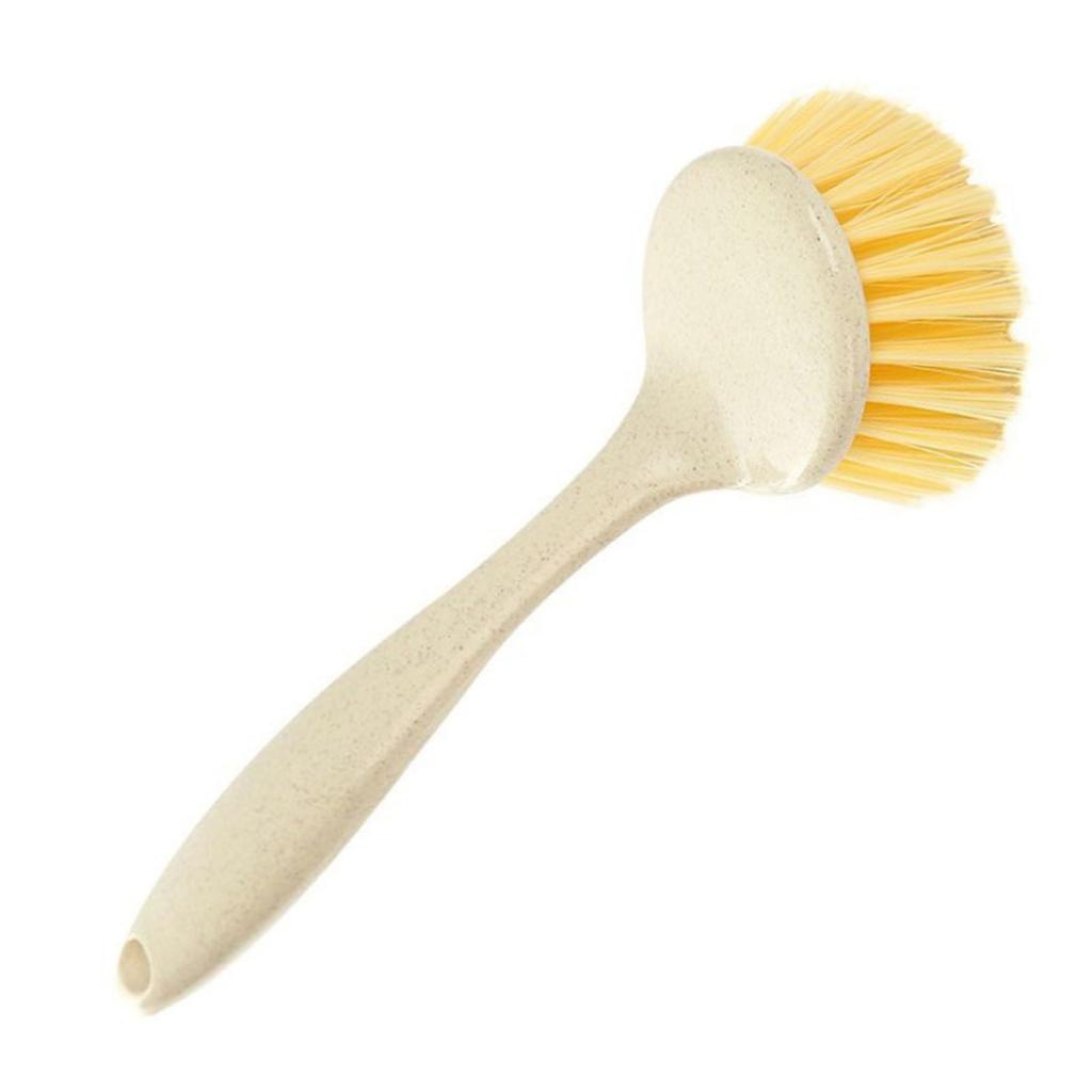 Dish Brush Long Handle Kitchen Scrub Brush Soft Bristles Comfortable Grip Pot Brush Reusable