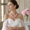 Faux Pearl Jewelry 3Pcs/Set Imitation Pearls Set, Adjustable Length Choker Necklace with Ear Studs Gift And Bracelet, Set for Weddings Banquets