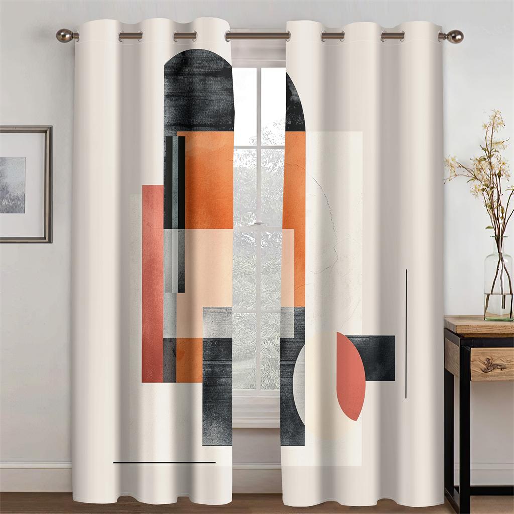 Modern Minimalistischer Stil Geometrisches Farblinienmuster Vorhänge Kinderzimmer Wohnzimmer Schlafzimmer Küche Balkondekor 2 Paneele